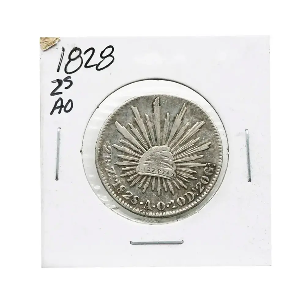 1828-ZS Dos Real Mexico Zacatecas First Republic
