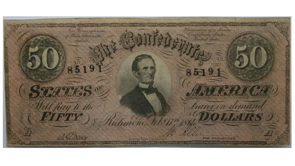 1864 $50 T-66 The Confederate States Of America Richmond