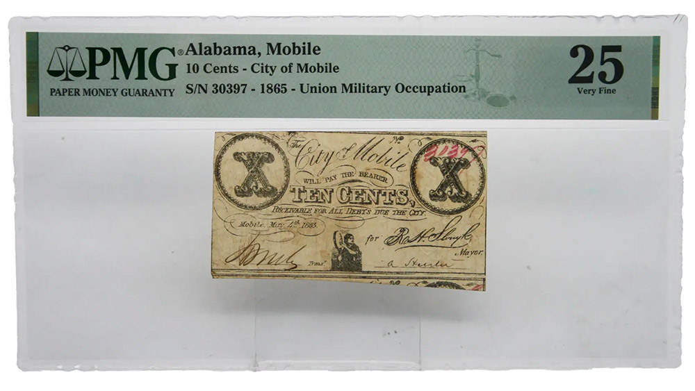 1865 10 Cents Alabama Mobile