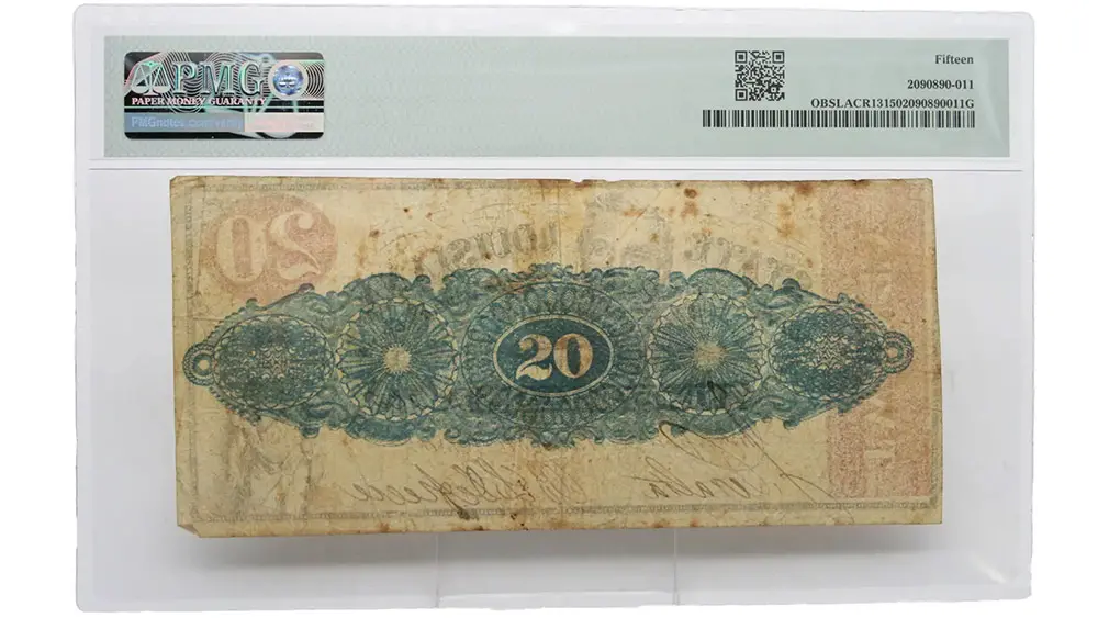 1863 $20 Louisiana Shreveport PMG Choice F 15 - Image 2