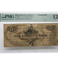 1860's $5 Massachusetts Boston - New England Bank "Counterfeit"