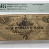 1860's $5 Massachusetts Boston - New England Bank "Counterfeit"