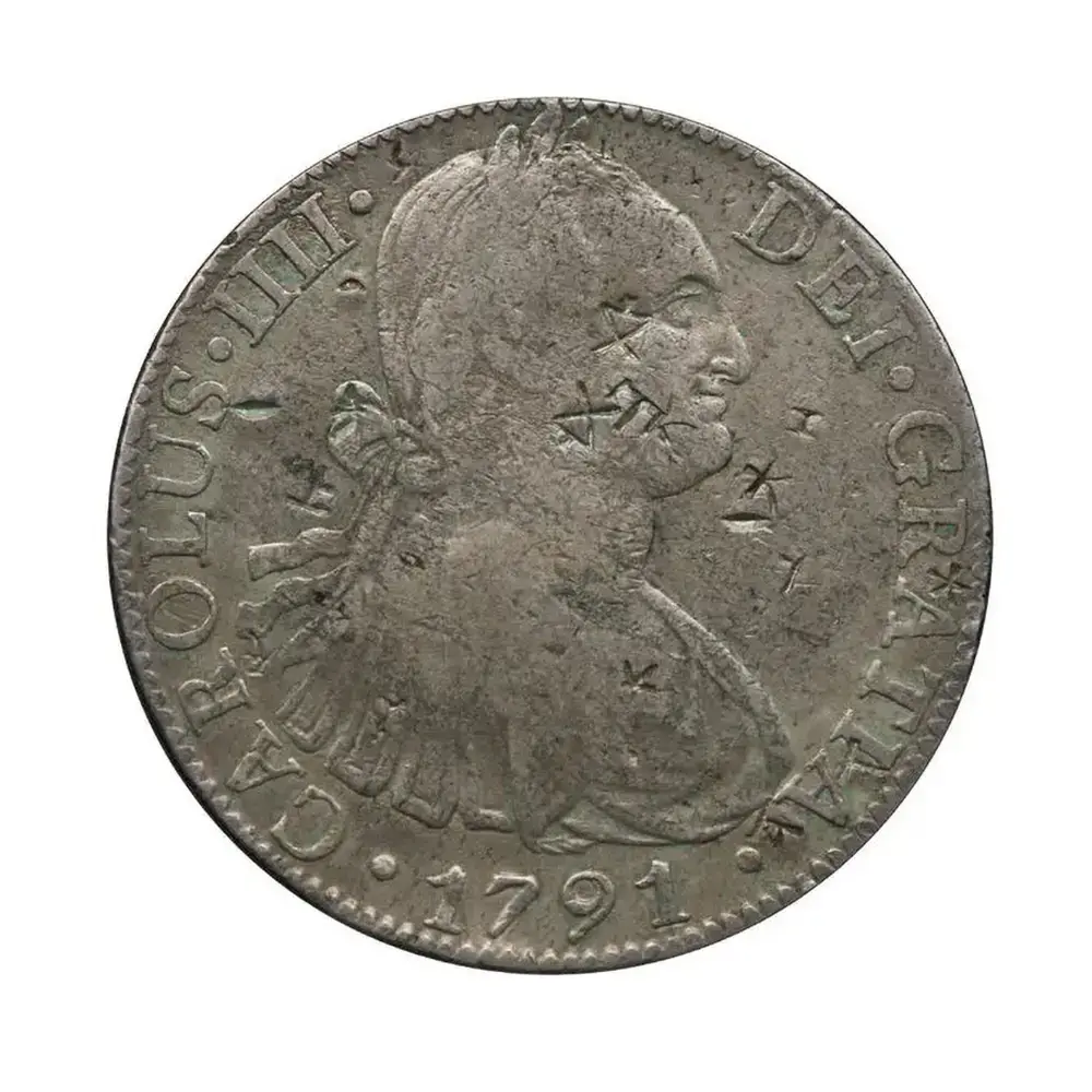 1791-MO|FM Mexico 8 Reales "Carolus IIII" Charles III Bust Chopmarked