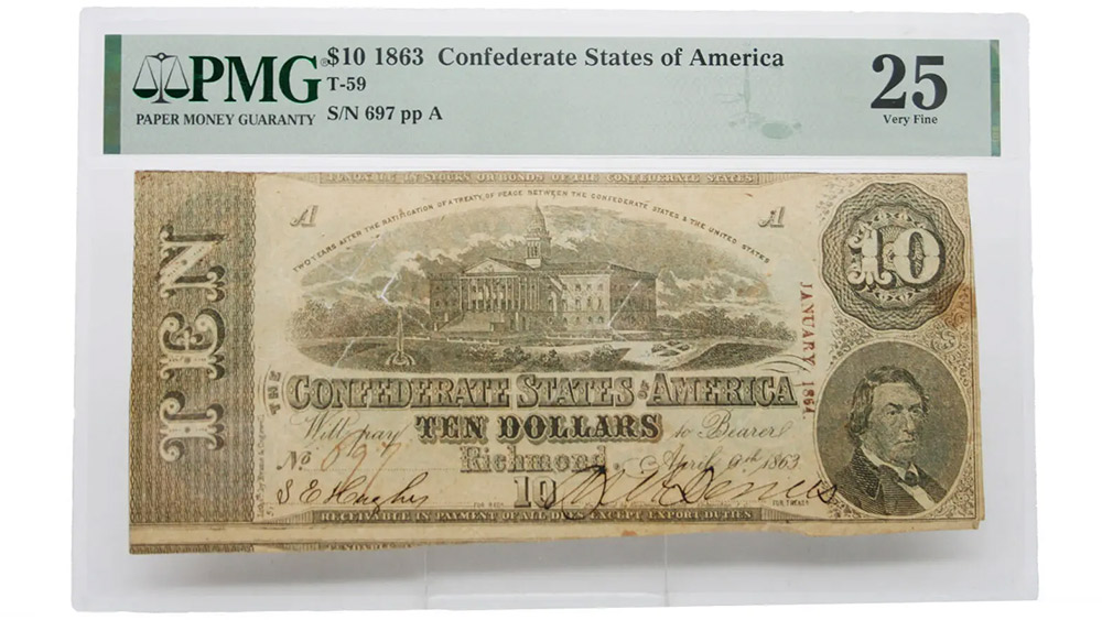 1863 $10 T-59 Confederate States of America