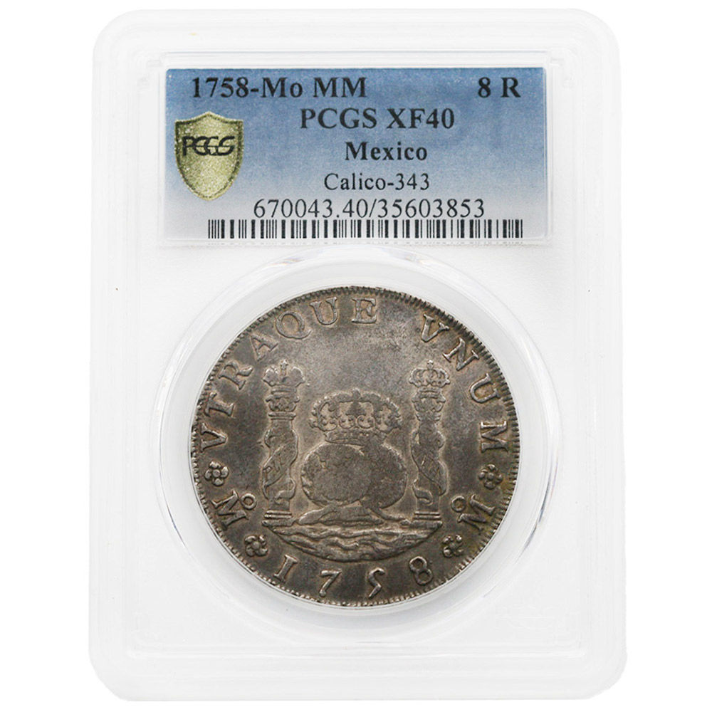 1758-MO MM Mexico 8 Reales PCGS XF 40 Calico-343