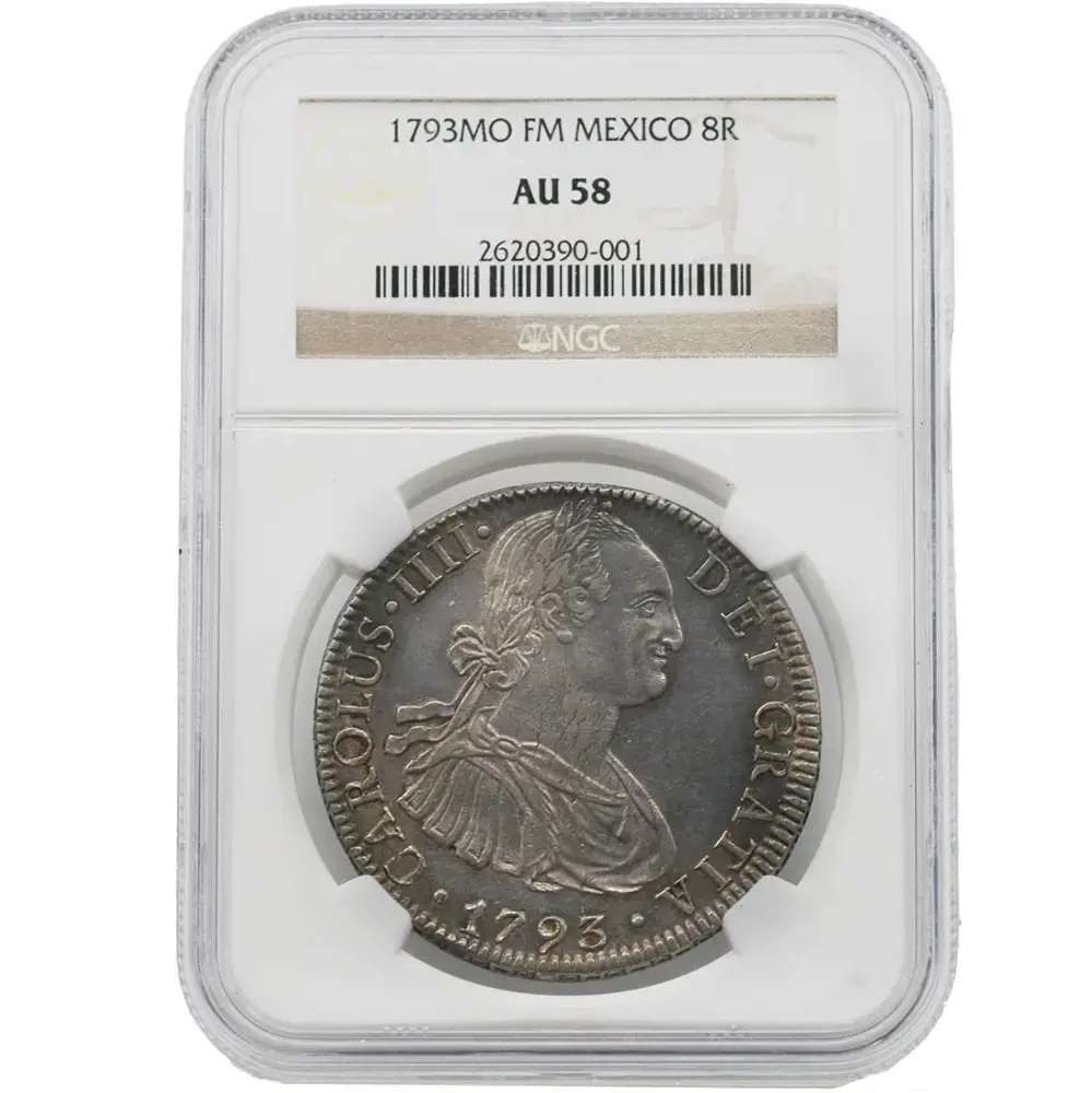 1793-MO|FM Mexico 8 Reales NGC AU 58