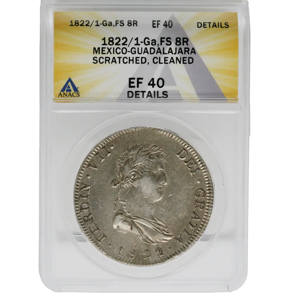 1822/1 GA|FS Mexico 8 Reales Ferdinand Royalist Coinage