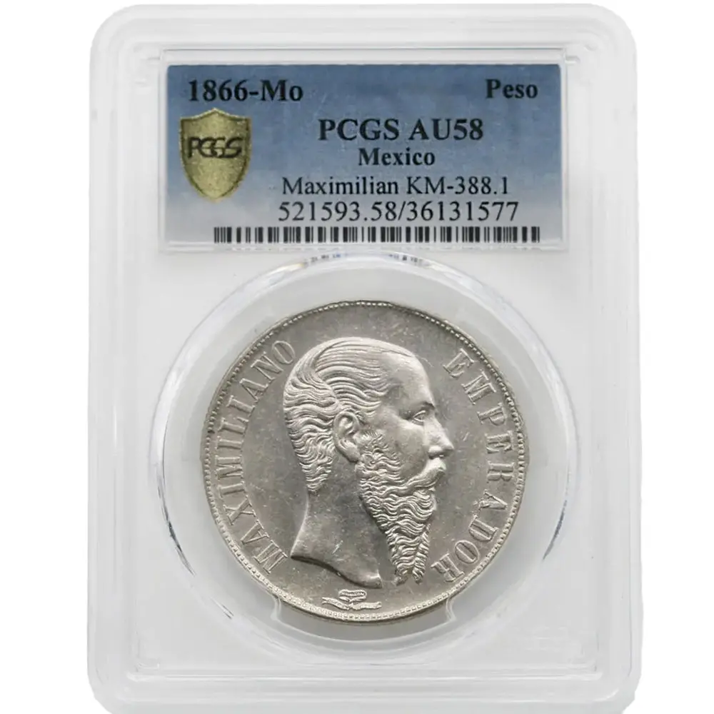 1866-Mo Mexico Maximilian Peso PCGS
