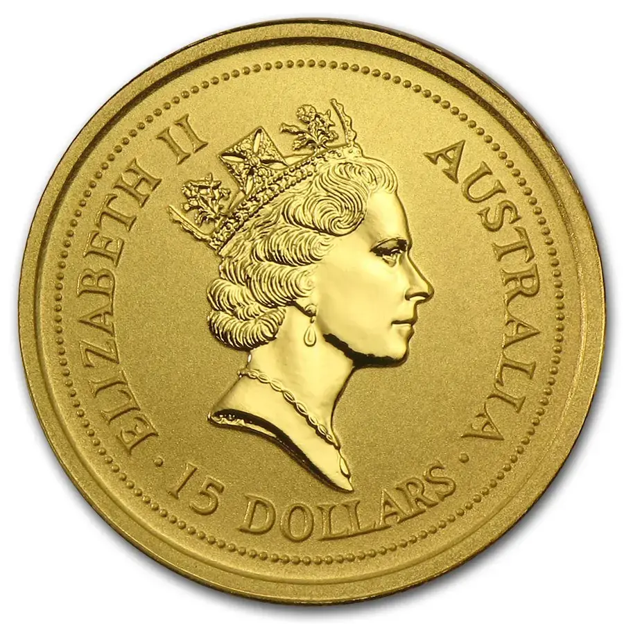 1996 Australia $15 1/10 oz Gold Lunar Rat BU (Series I) - Image 2