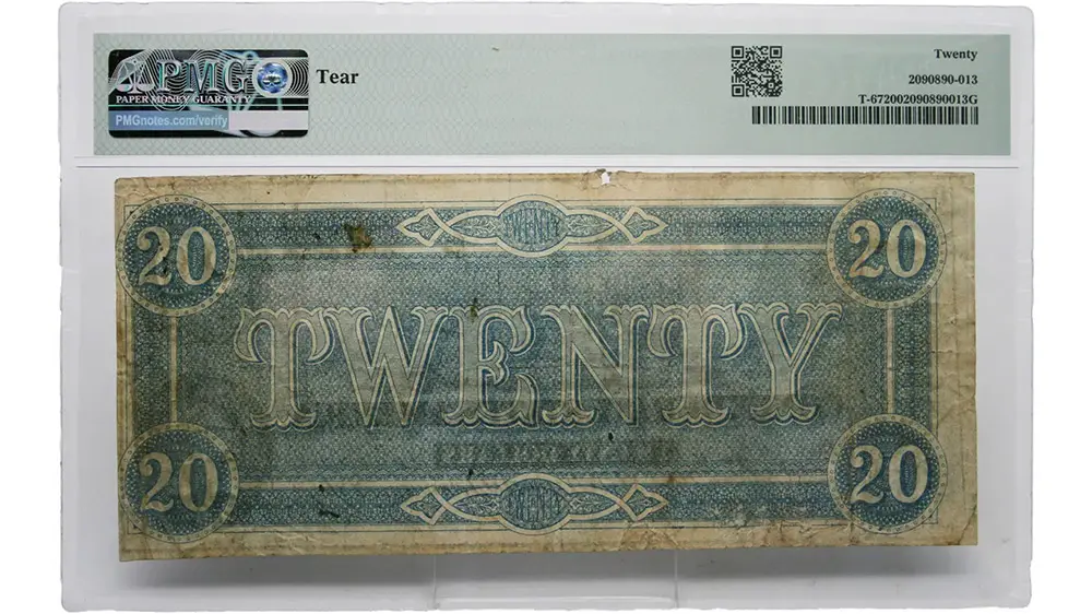 1864 $20 T-67 Confederate States of America PMG VF 20 - Image 2