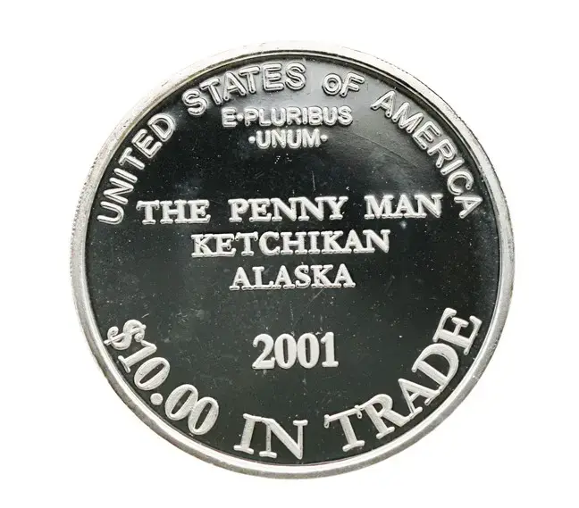2001 $10 Wolf 1 oz .999 Silver- The Penny Man Ketchikan Alaska - Image 2