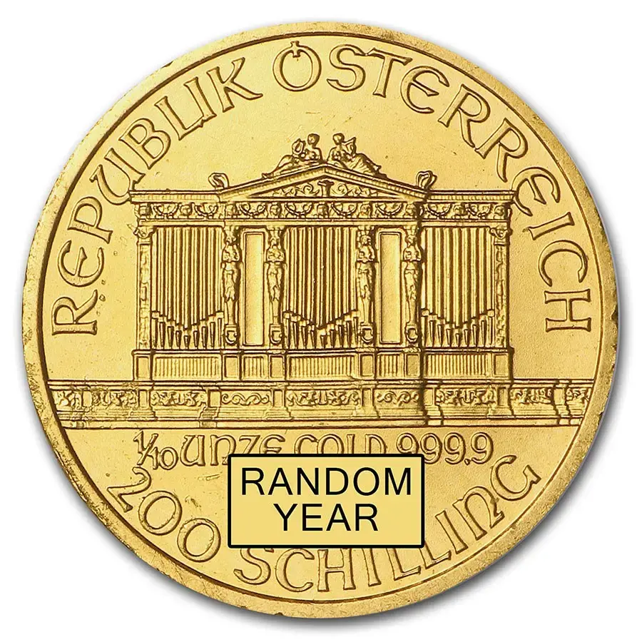 1/10 oz Philharmonic .999 Gold BU (Random Year) - Image 2