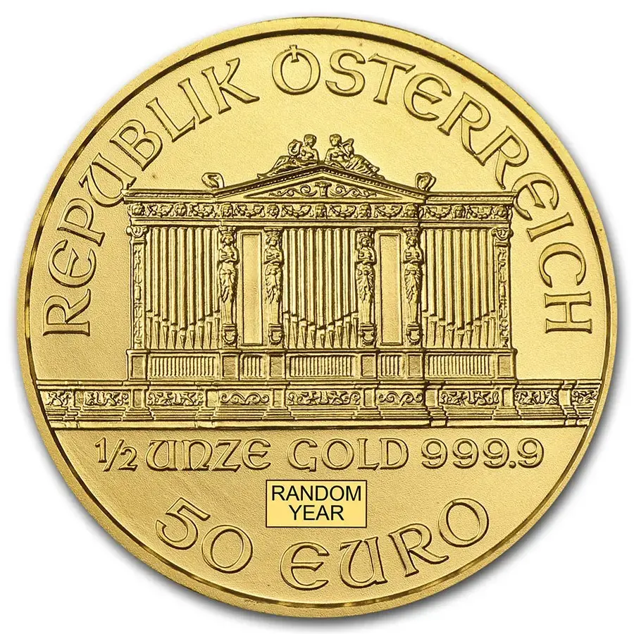 1/2 oz Philharmonic .999 Gold BU (Random Year) - Image 2