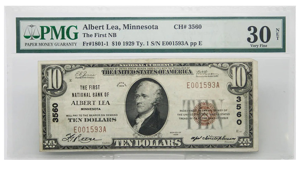 1929 $10 National Currency Albert Lea Minnesota Type-1
