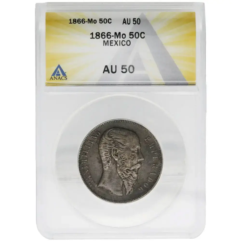 1866-Mo-Mexico-Peso-ANACS-AU50