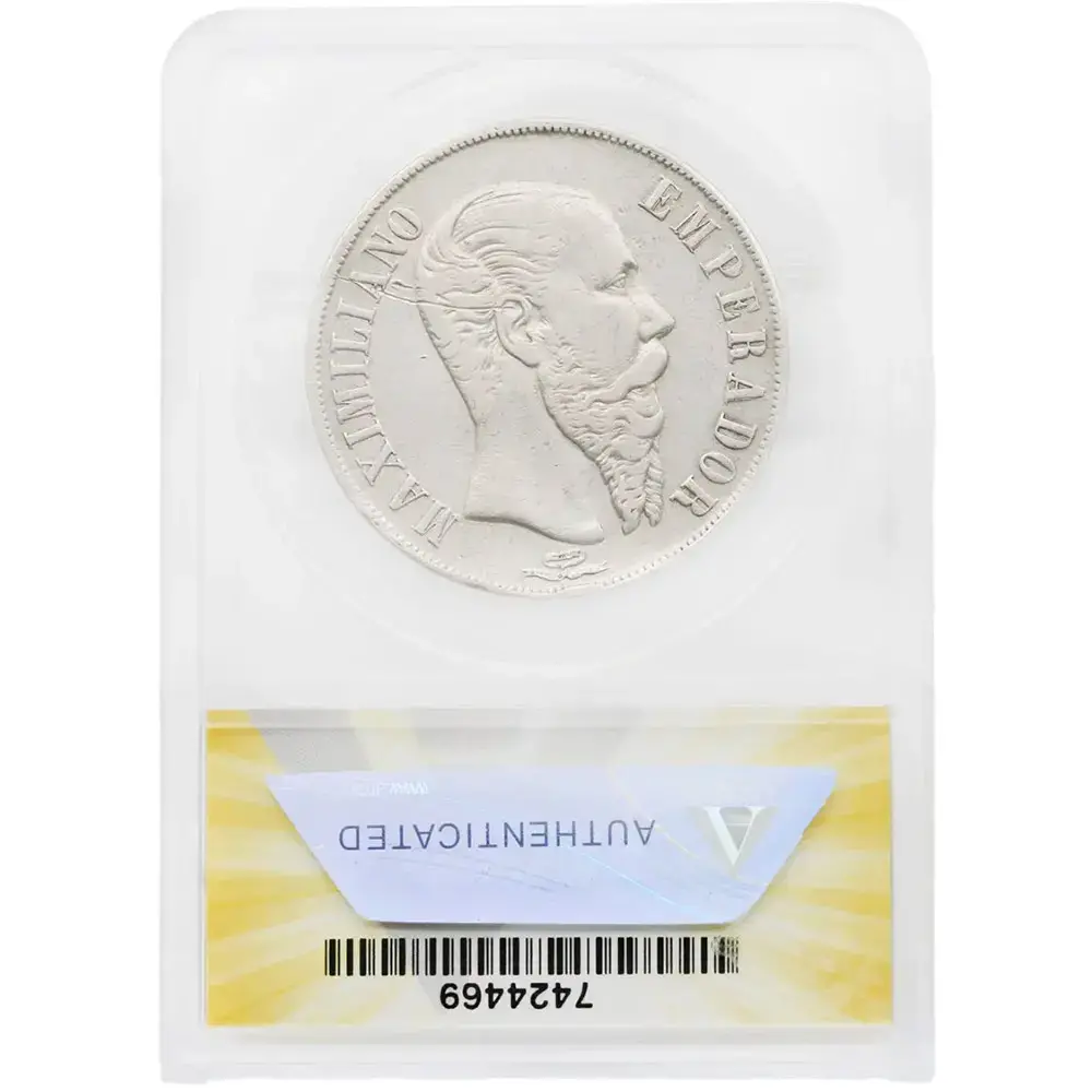 1866-Mo Mexico Maximilian Peso ANACS EF 40 - Image 2