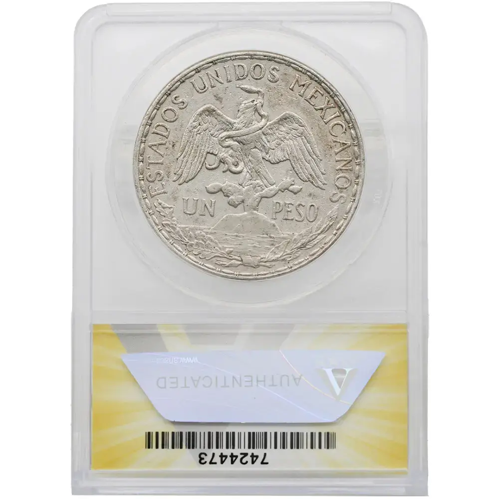 1911 Mexico Peso Long-Ray ANACS AU 53 - Image 2