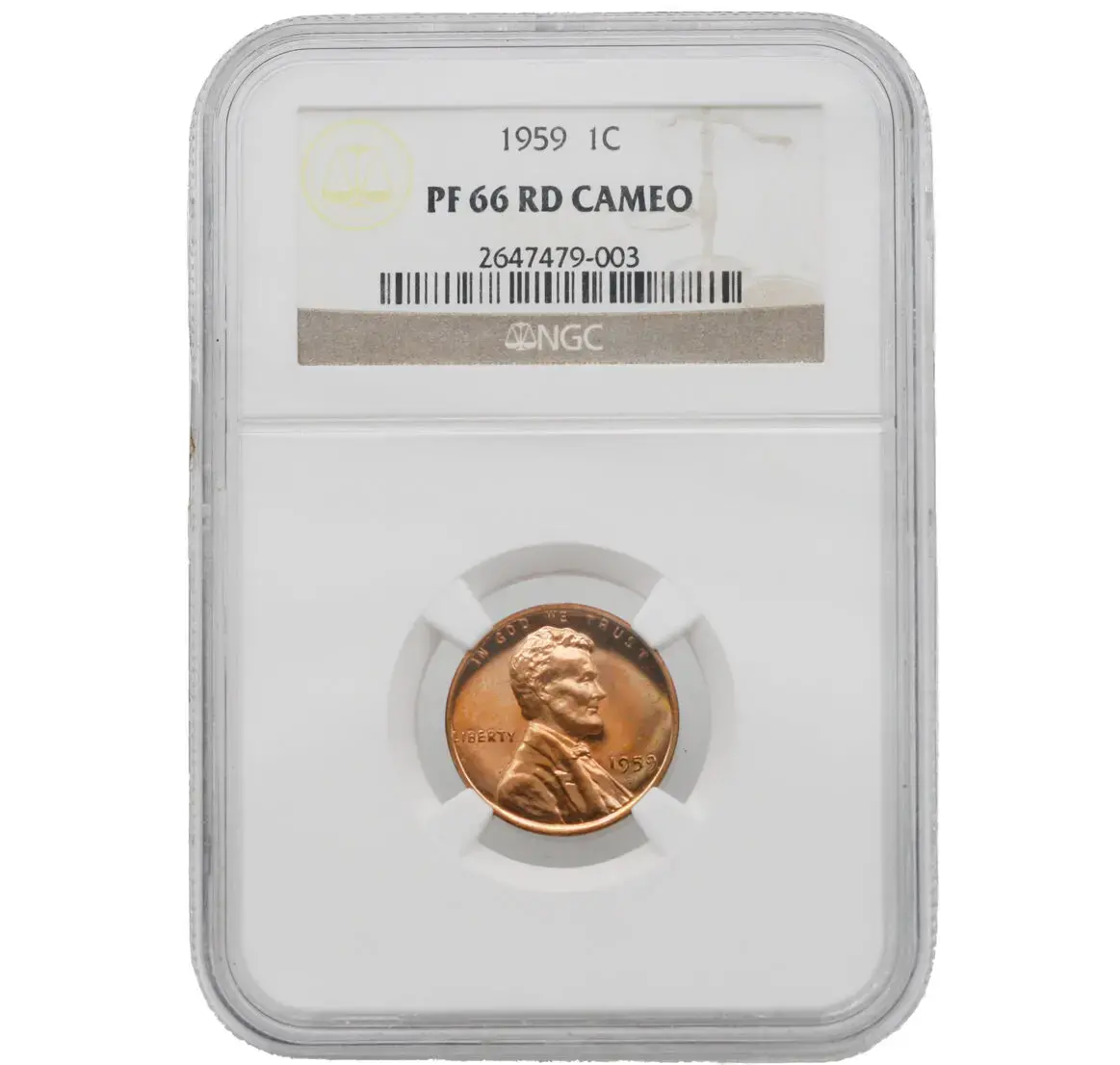 1959 1C Lincoln Cent NGC PF 66 RD Cameo