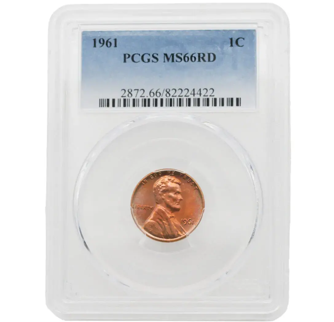 1961 1C Lincoln Cent PCGS MS 66 RD