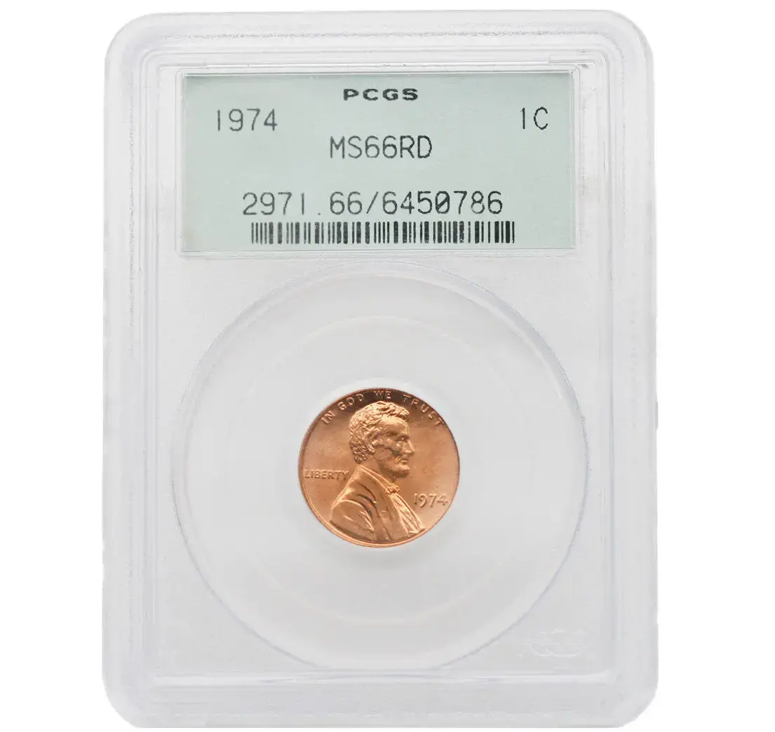 1974 1C Lincoln Cent PCGS MS 66 RD