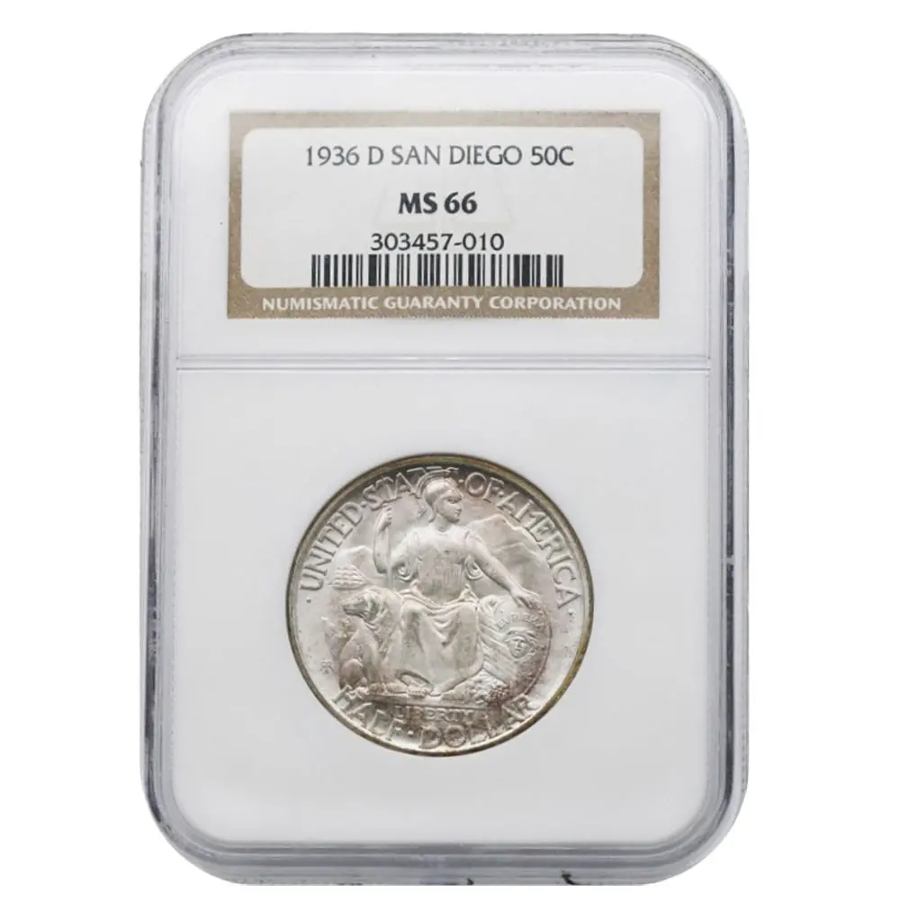 1936-D Silver Half Dollar San Diego CommNGC MS 66