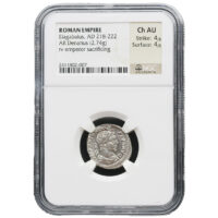 AD 218-222 Roman Empire Elagabalus, Rev Emperor Sacrificing