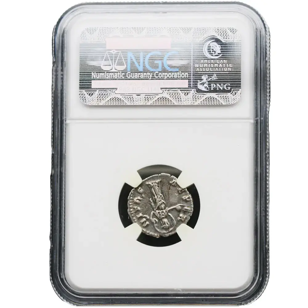 AD 138-140/1 Roman Empire Faustina, Rev Aeternitas AR Denarius NGC AU - Image 2