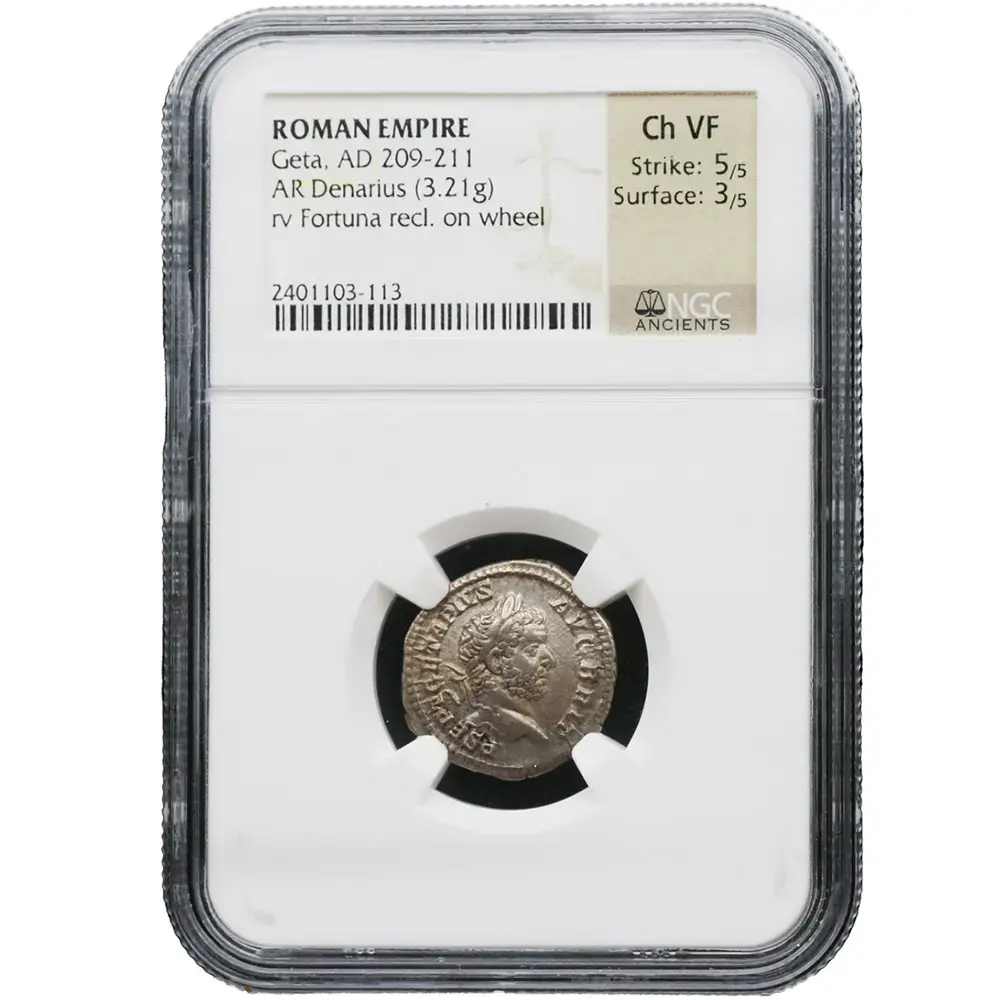 AD 209-211 Roman Empire Publius Septimius Geta, Rev Fortuna