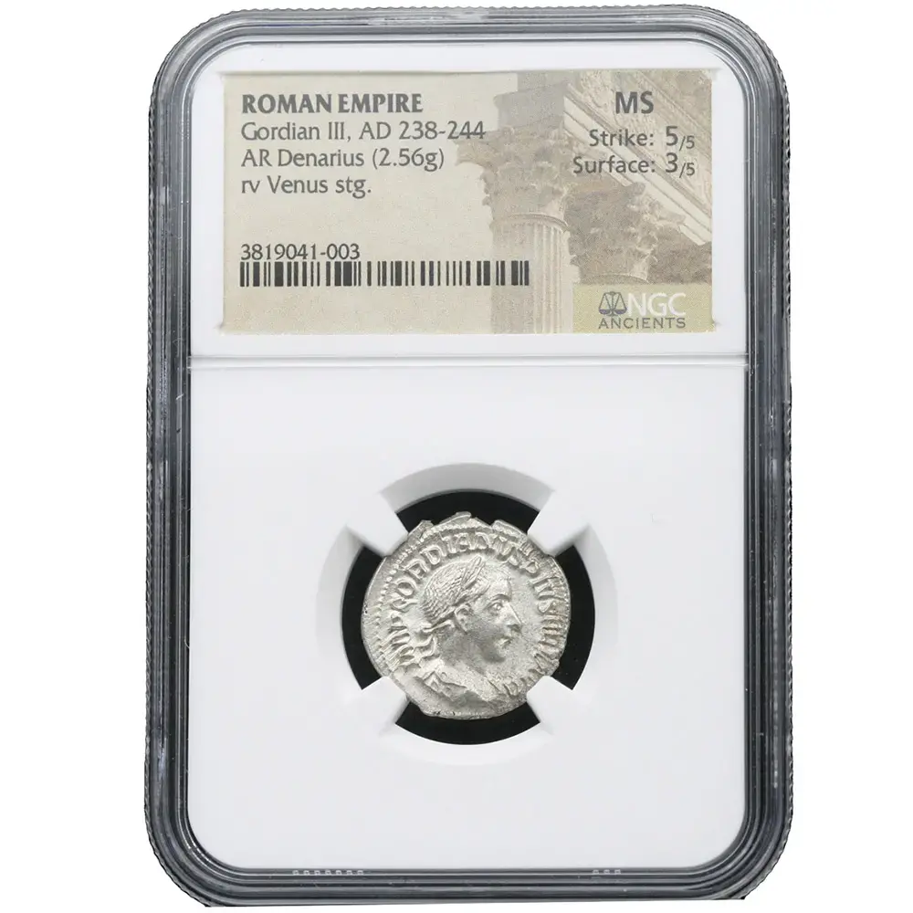 Roman Empire Gordian III Rev Venus Std. AR Denarius