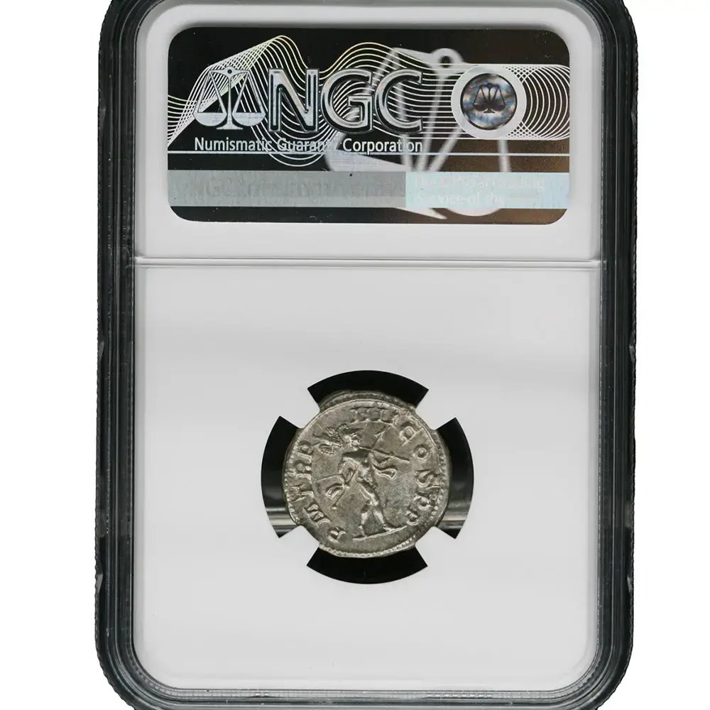 Roman Empire Severus Alexander Rev Mars Adv AR Denarius AD 222-235 NGC AU - Image 2