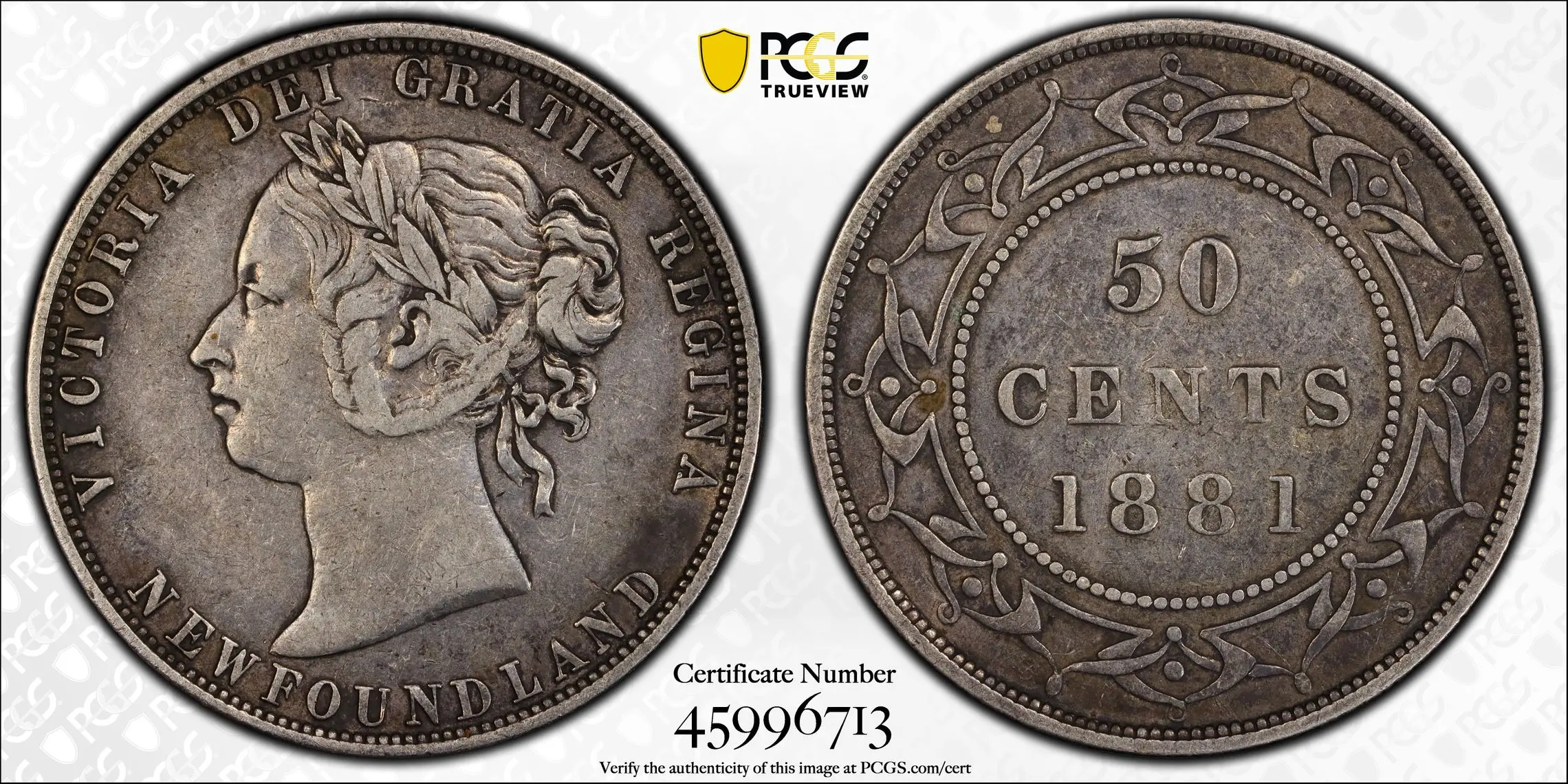 1881 50 Cents Newfoundland PCGS VF35 - Image 4