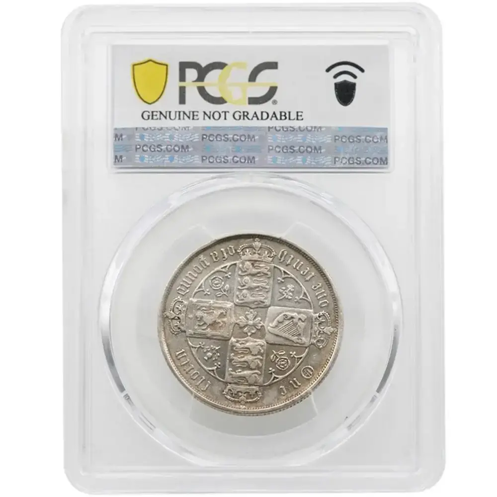 1886 Great Britain Florin PCGS Genuine Harshly Cleaned- VF Detail - Image 2