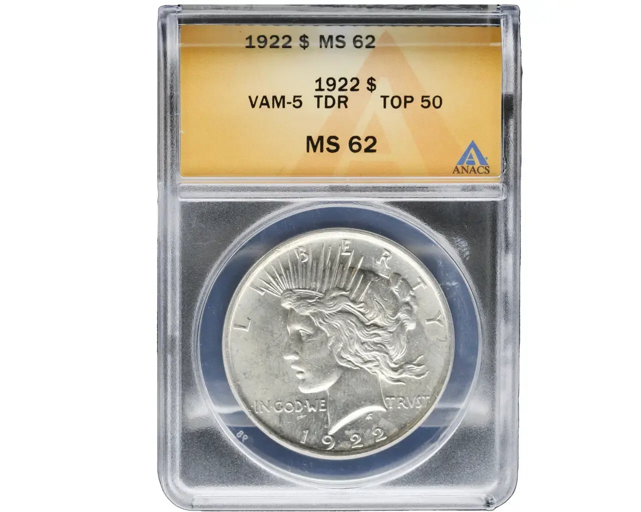 1922 Peace Dollar ANACS MS 62 VAM-5 TDR Top 50