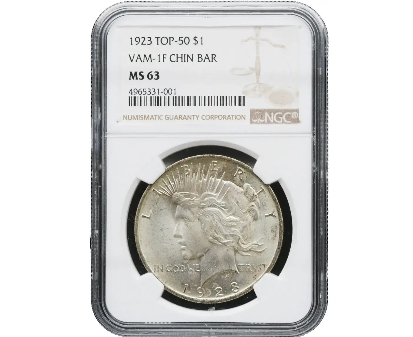 1923 Peace Dollar ANACS MS 63 VAM-1F Chin Bar TDR Top 50