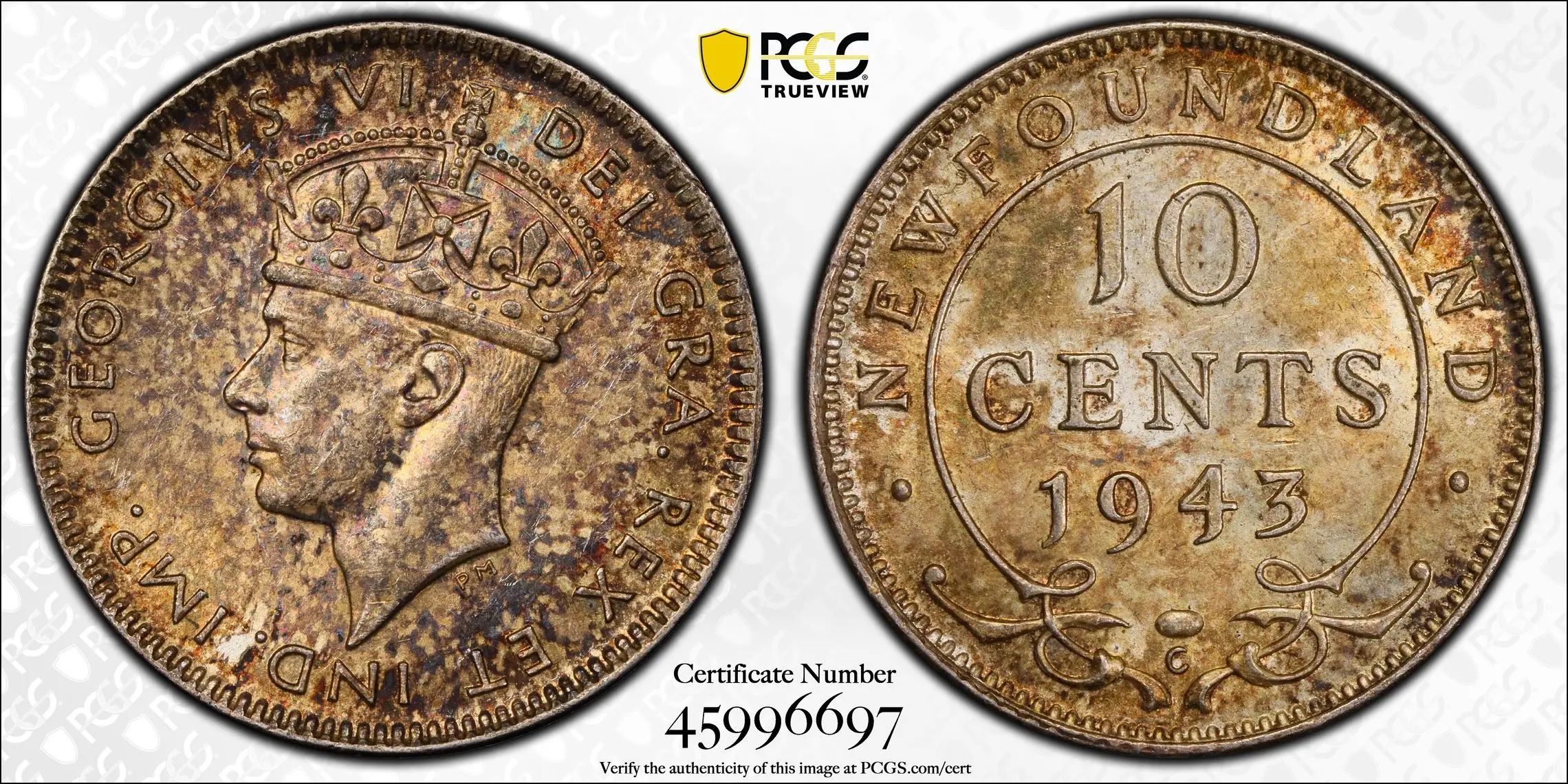 1943-C 10 Cents Newfoundland PCGS MS62 - Image 4