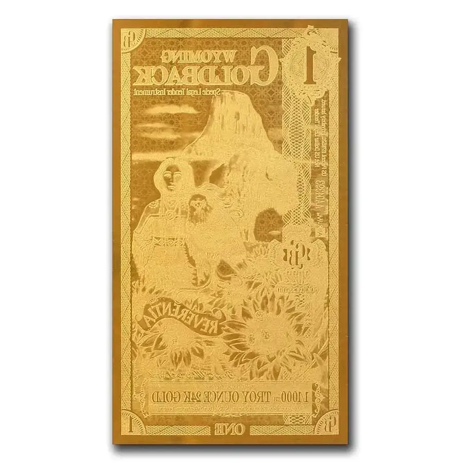 $1 Wyoming Goldback 1/1000 oz .999- Aurum Gold Note (24k) - Image 2