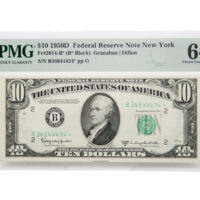 1950-D $10 Federal Reserve Star Note New York Fr#2014-B* PMG UNC 64 EPQ