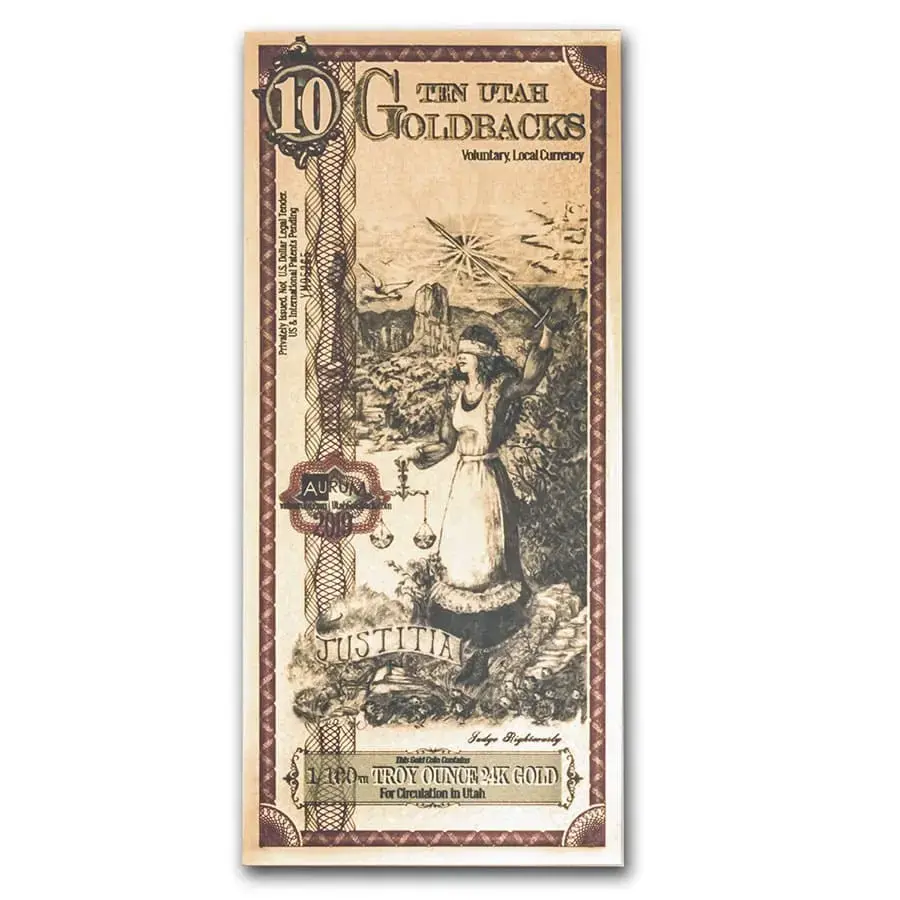 10 Utah Goldback 24k Gold Note | CV Coins & Collectables