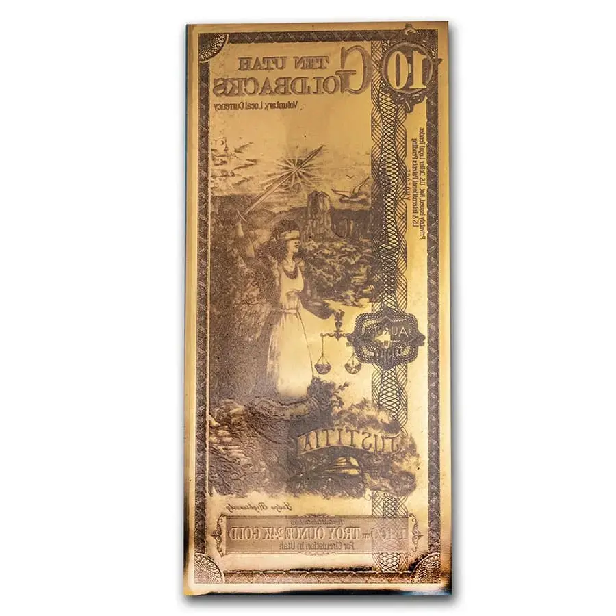 10 Utah Goldback .999- Aurum Gold Note (24k) - Image 2