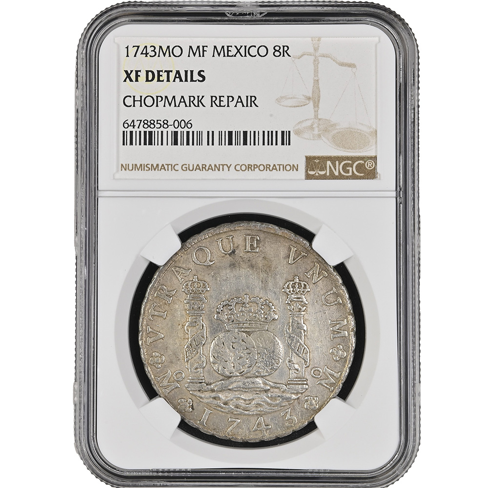 1743-Mo Mexico 8 Reales Chopmarked NGC XF Details Repair