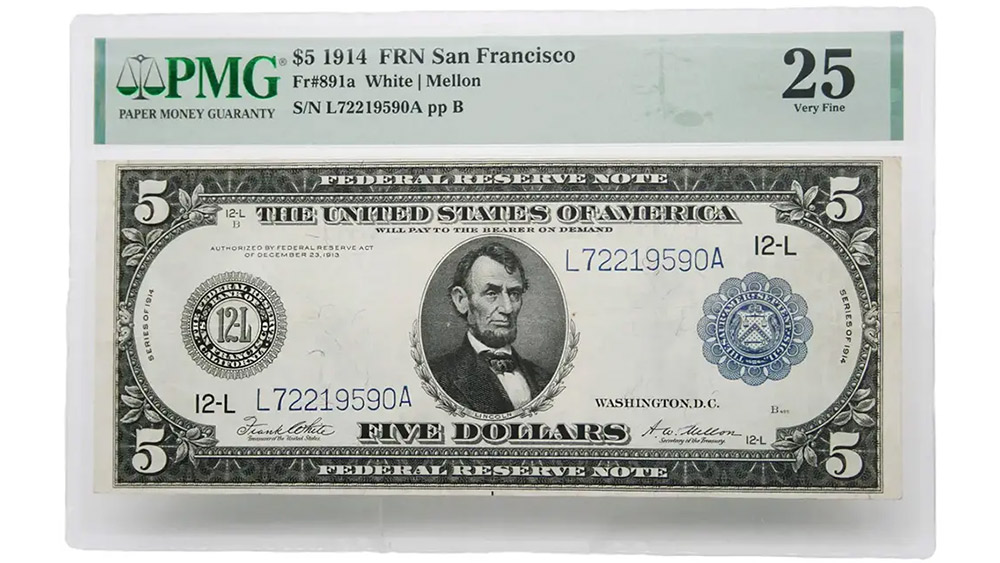1914 $5 FRN San Francisco Fr#891a