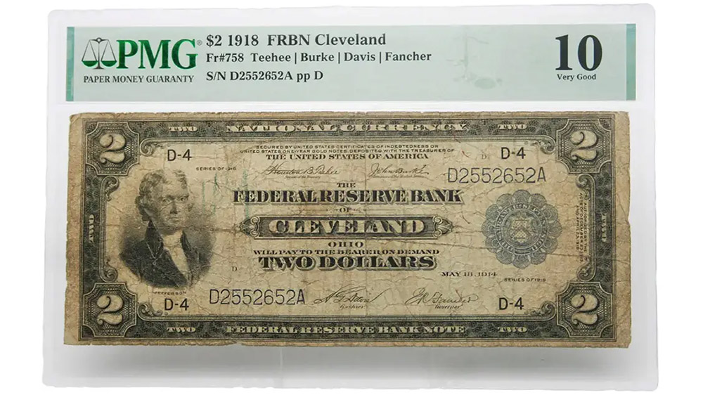 1918 $2 FRN Cleveland Fr#758a