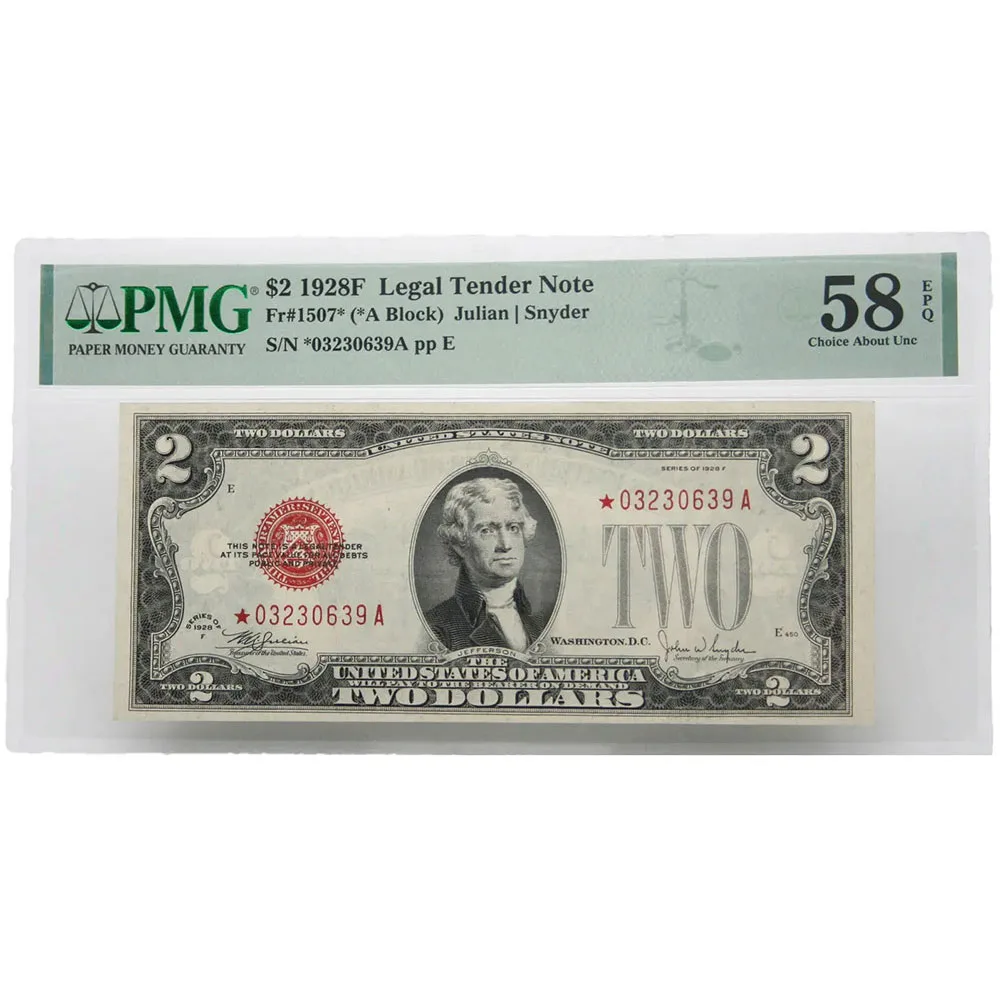 1928-F $2 Legal Tender Star Note FR#1507* PMG AU58 EPQ