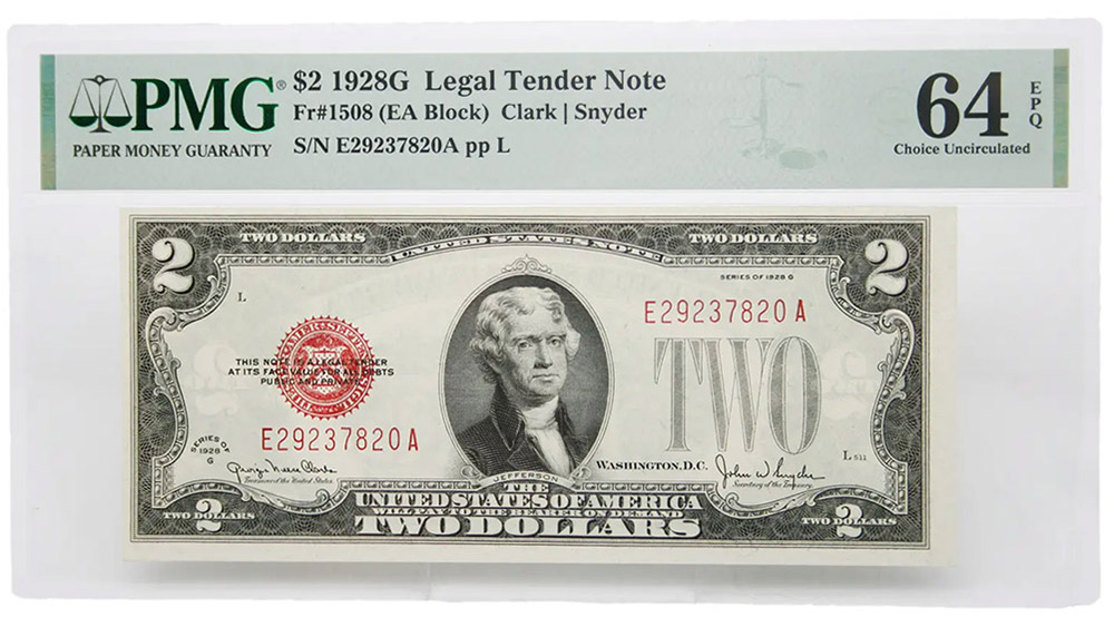 1928-G $2 Legal Tender Note FR#1508 Note