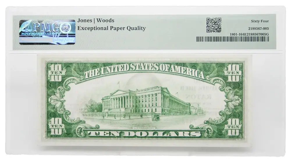 1929 $10 National Currency Raton, New Mexico CH#12924 Type-1 PMG Choice Uncirculated 64 EPQ - Image 2