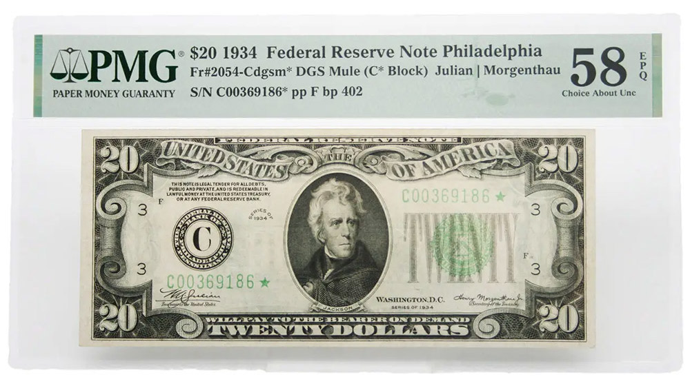 1934 $20 Federal Reserve Star Note Philadelphia