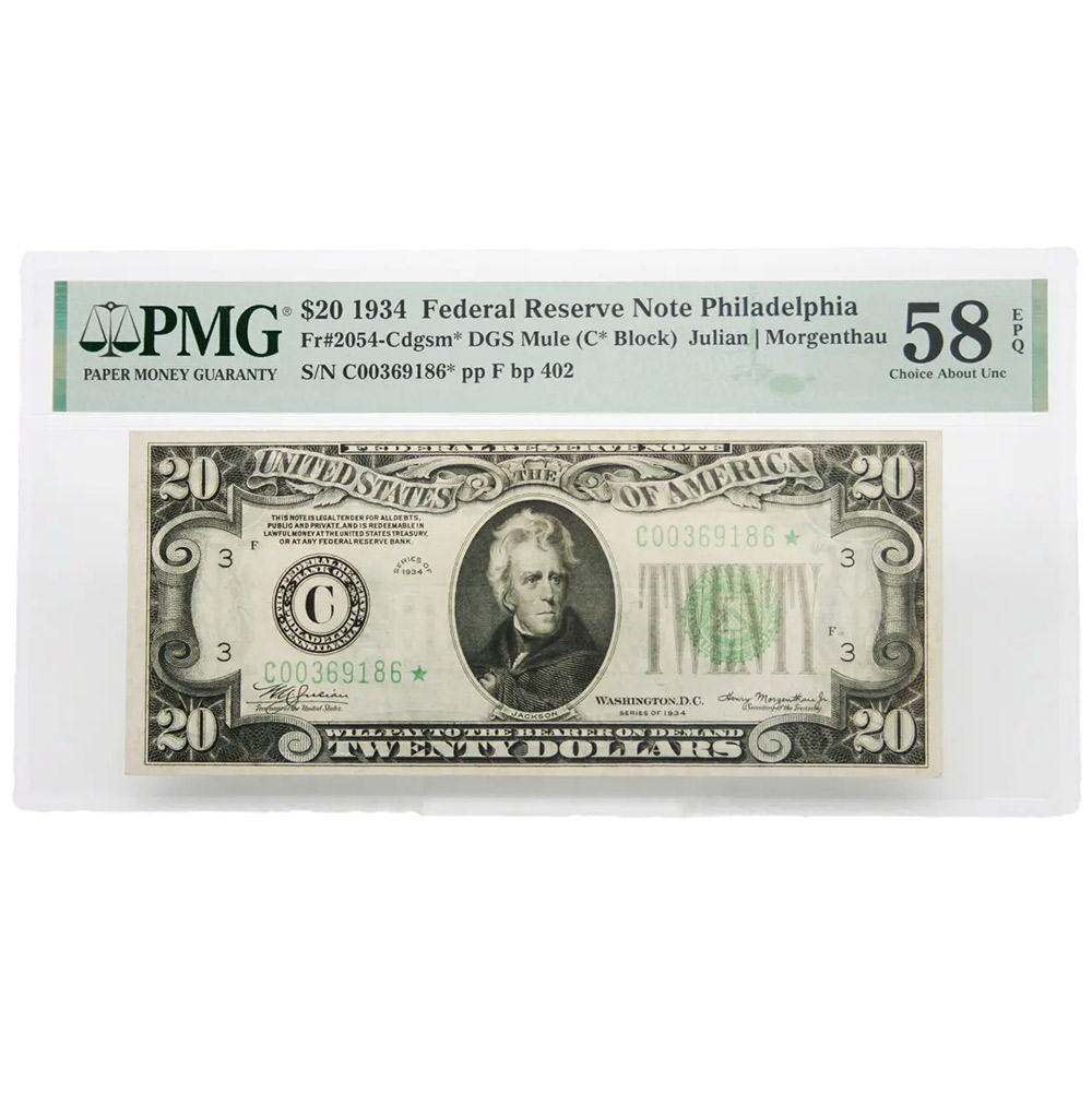1934 $20 Federal Reserve Star Note Philadelphia