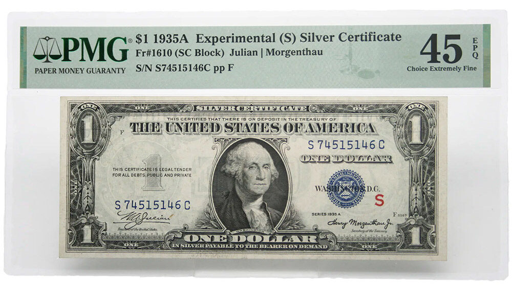 1935A $1 Experimental (S) Silver Certificate