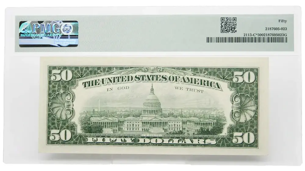 1963-A $50 FRN Philadelphia PMG AU 50 - Image 2
