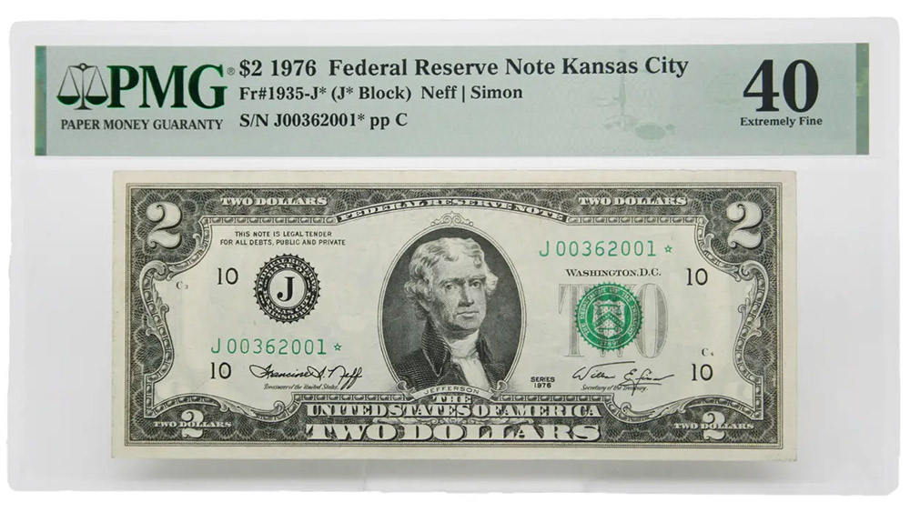 1976 $2 Federal Reserve Star Note Kansas City